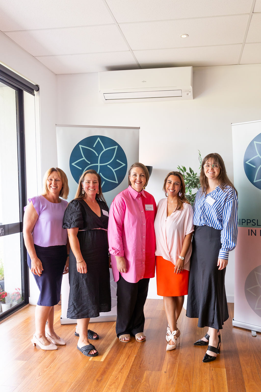 Cr Tracie Lund (Latrobe City Mayor), Cr Kellie O'Callaghan and Latrobe City Staff with Dr Emma Fulu at Gippsland Women in Business event