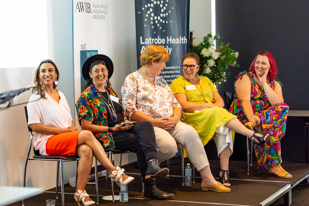 Keynote speaker and panellists at Gippsland Women in Business event