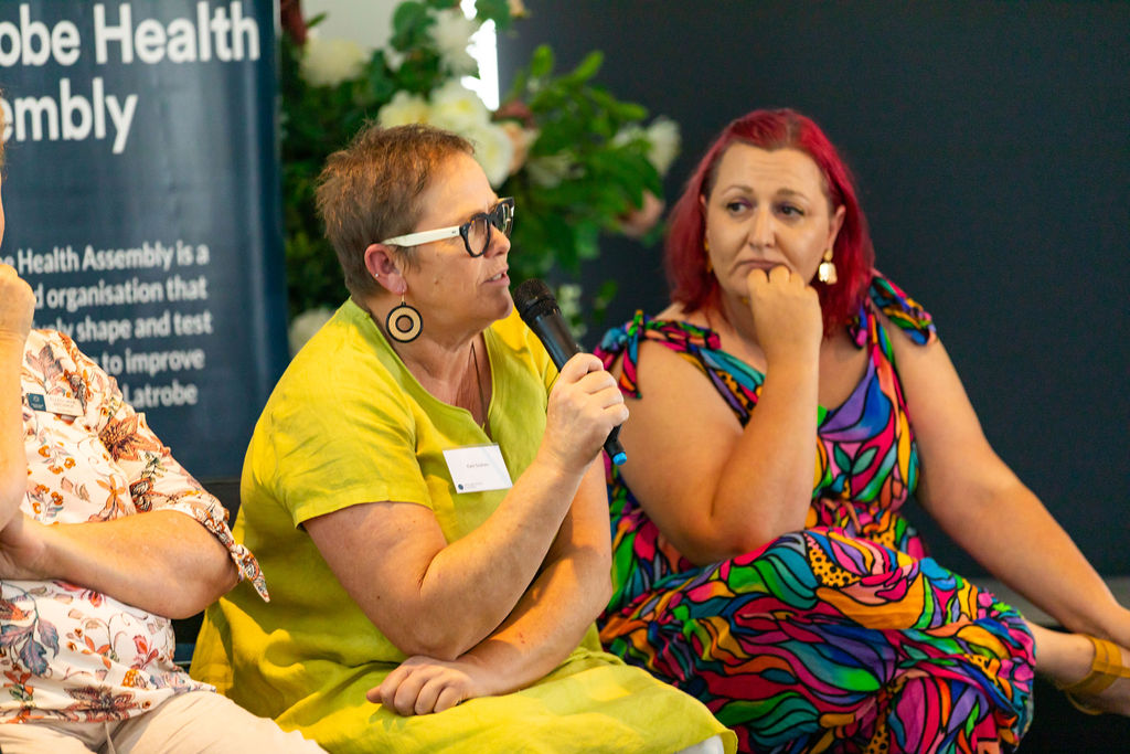 Kate Graham (CEO of Gippsland Women's Health) and Caitlyn Grigsby (Owner/ Director of Full Circle HR & President of Gippsland Pride) part of panel discussion