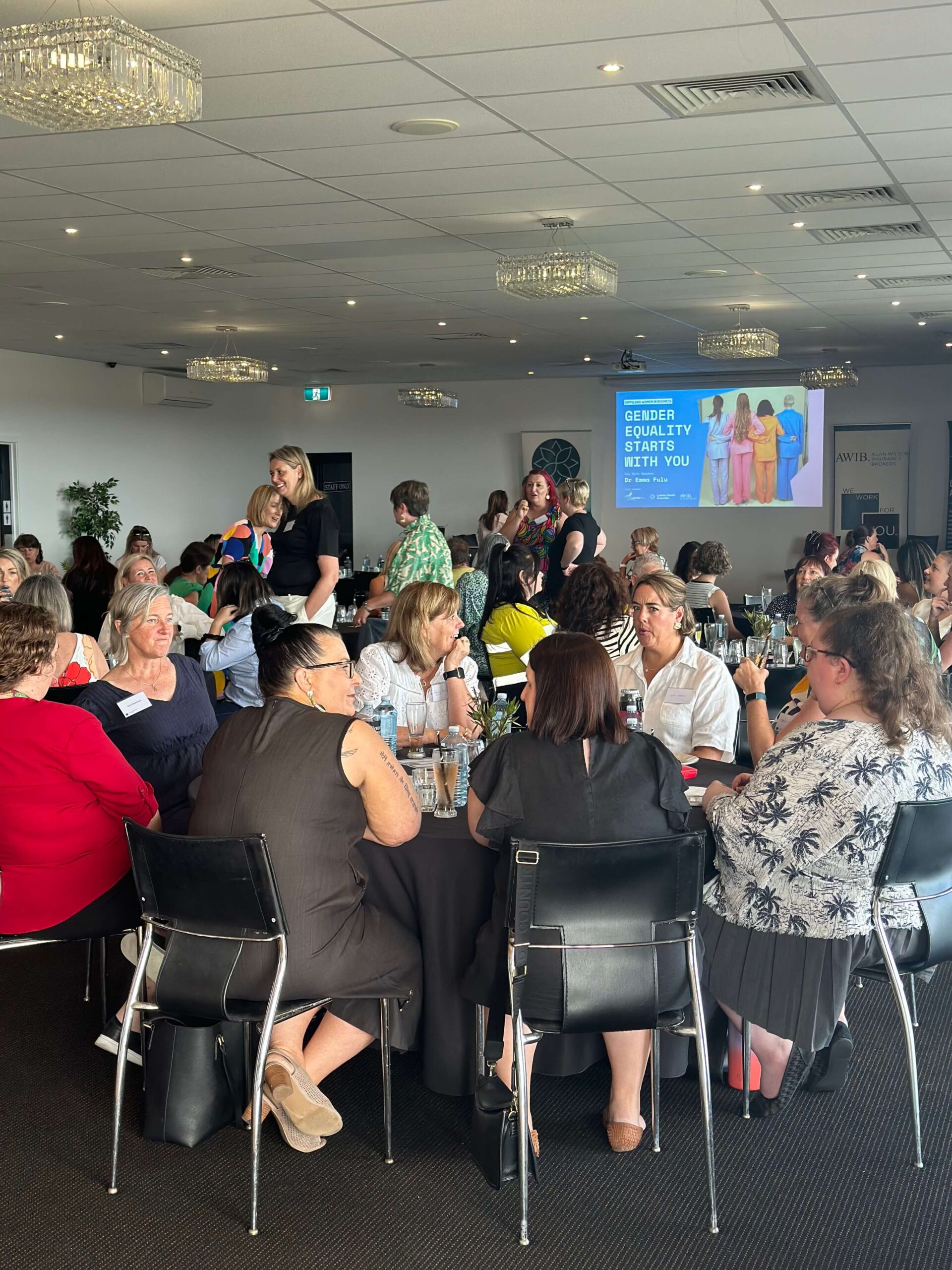 Guests seated at Gippsland Women in Business host Dr Emma Fulu event